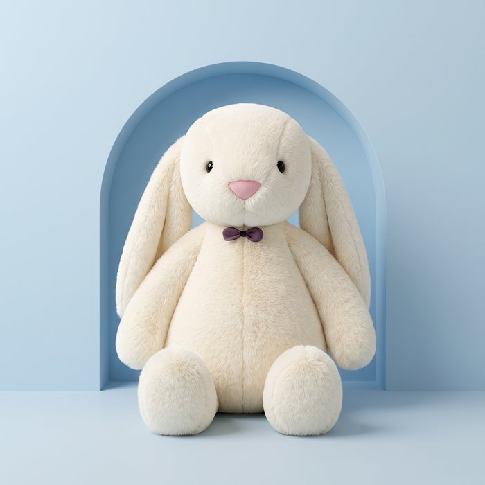 Fiyonklu beyaz tavşan peluş